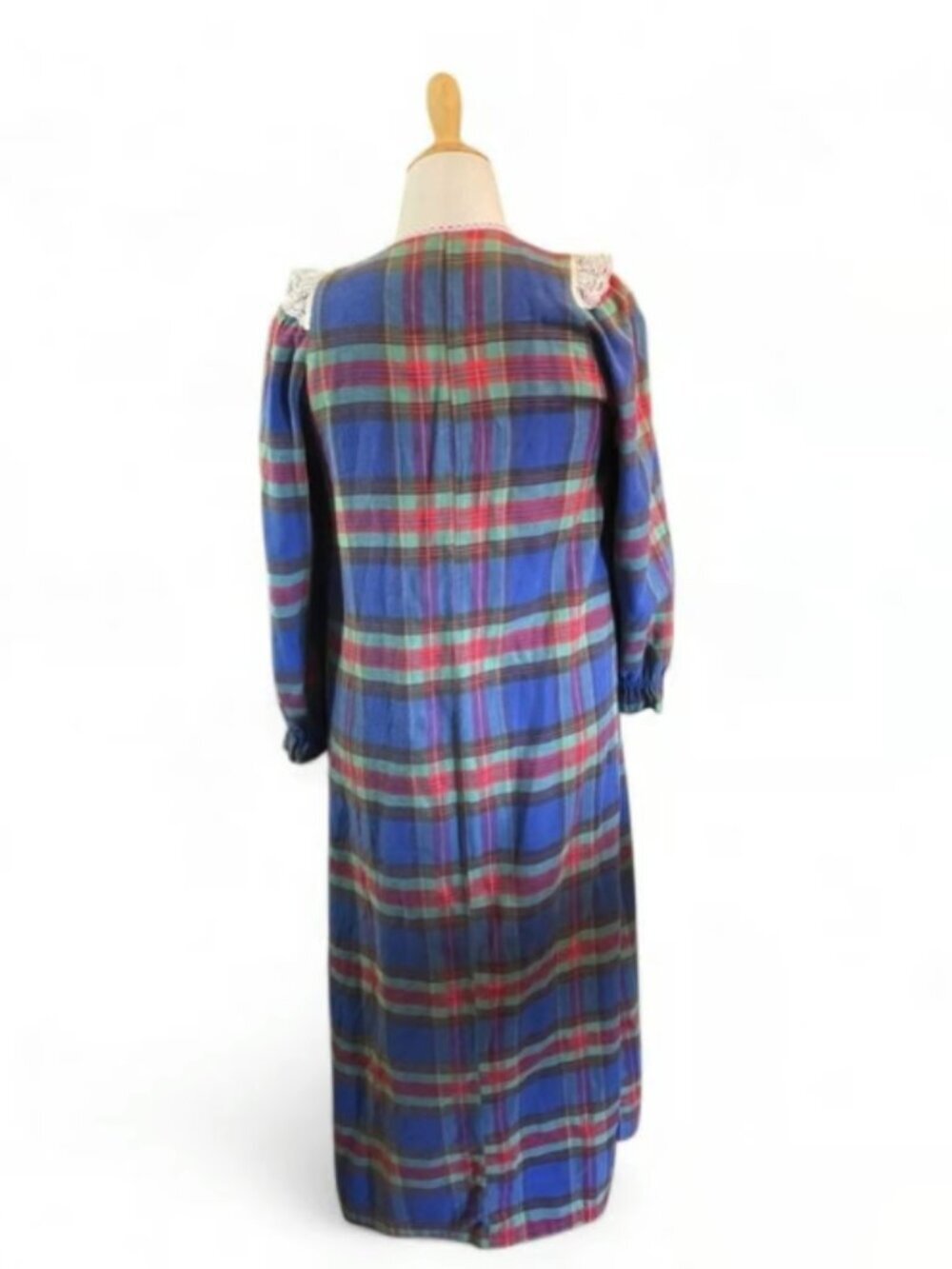 Vintage 90s American Eagle Flannel Nightgown Sleep XS Plaid Cottagecore Cozy - Picture 2 of 6